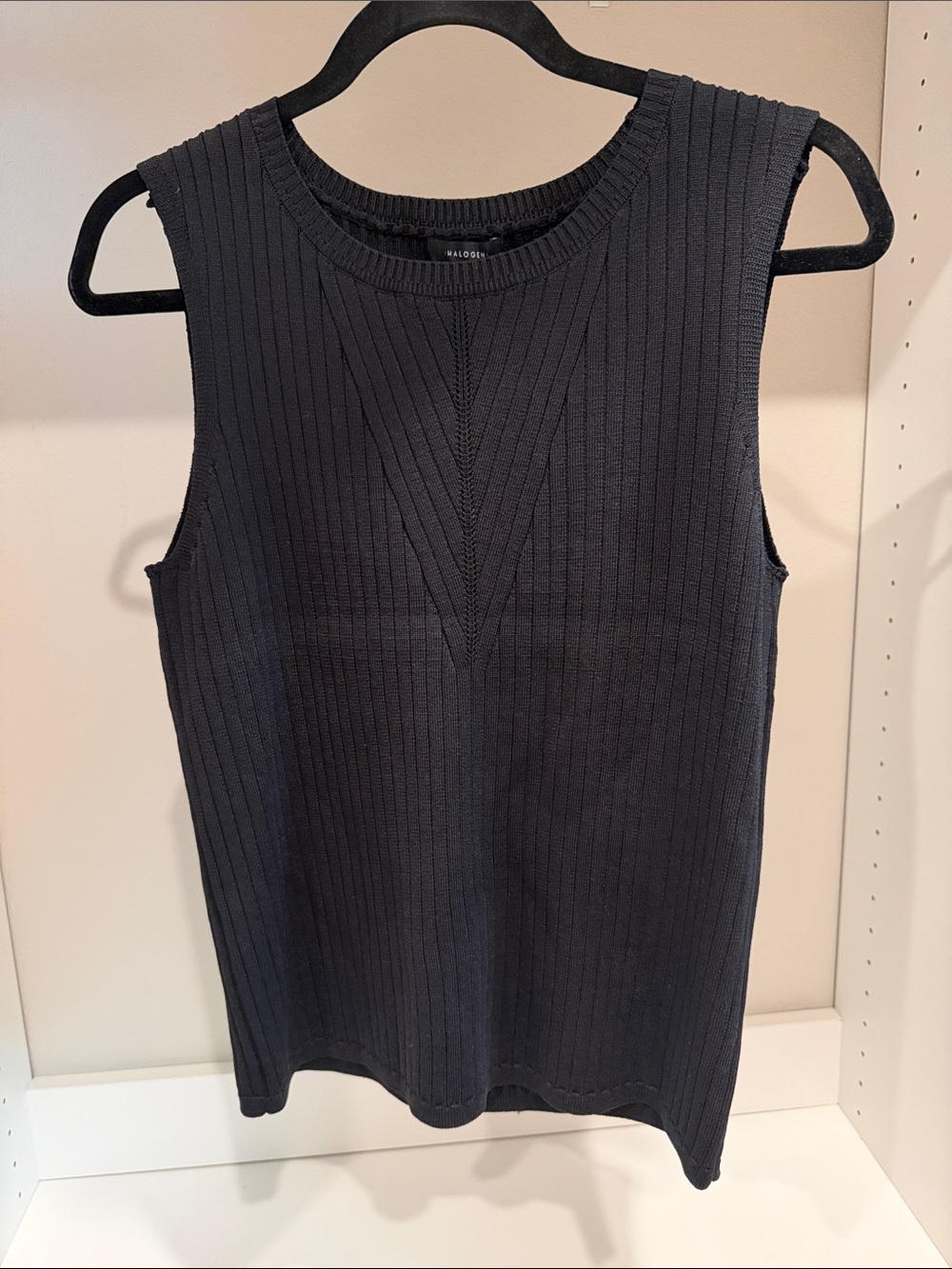 Halogen Black Ribbed Sleeveless Knit Tank